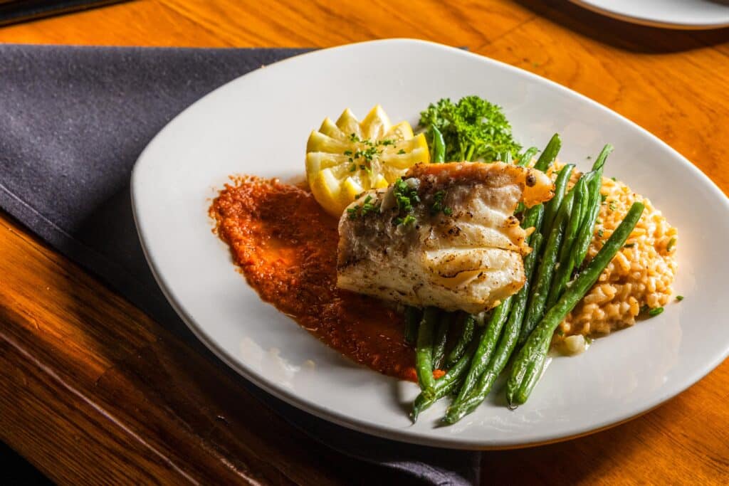 Fresh fish and vegetables at Bowdie's Chophouse in Hilton Head, South Carolina