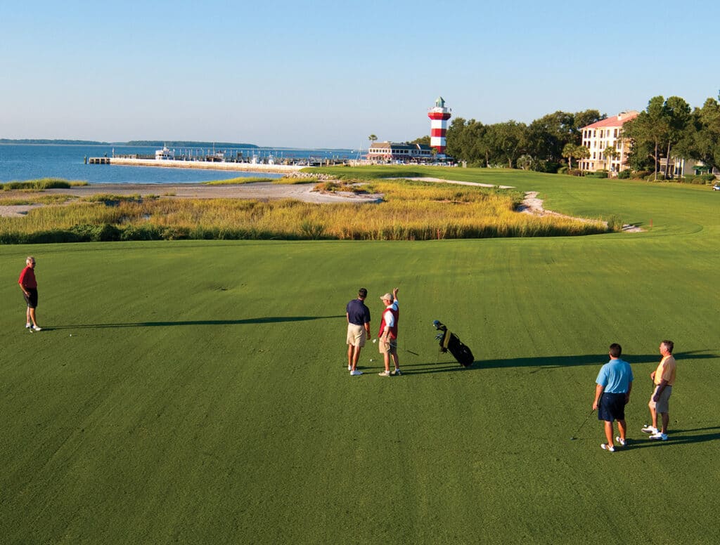 Five men play golf at Harbour Town Golf Links on Thanksgiving.