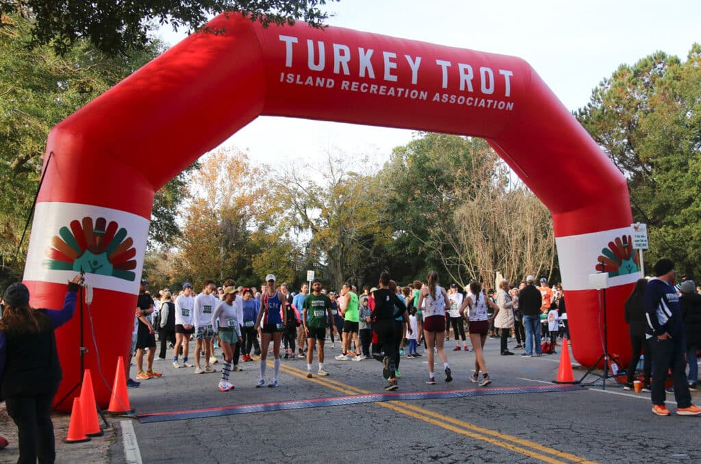 Runners beginning the Turkey Trot race.